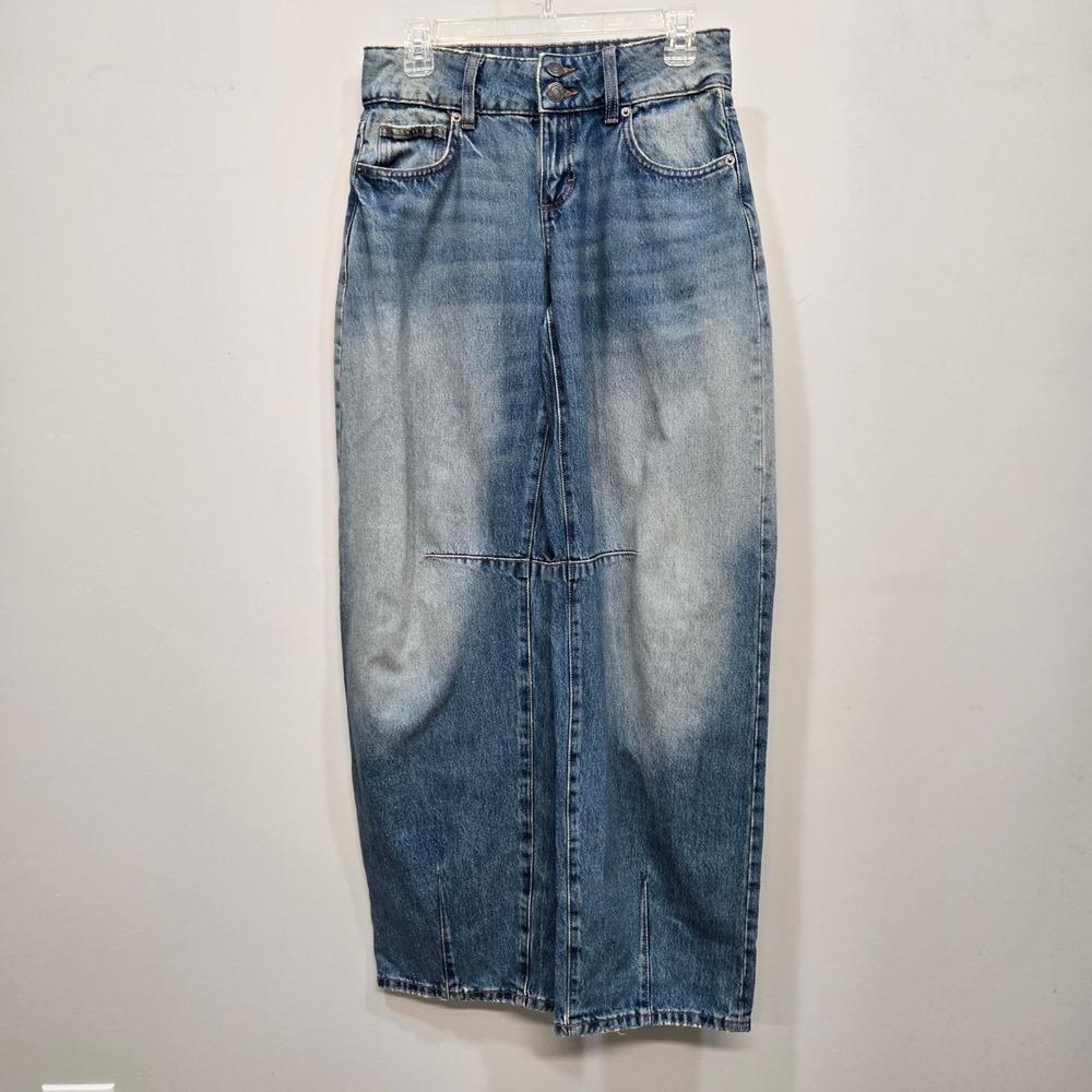 Cotton On Low Barrel Jeans 24 Blue Denim Baggy Balloon Curved Leg Streetwear Y2K